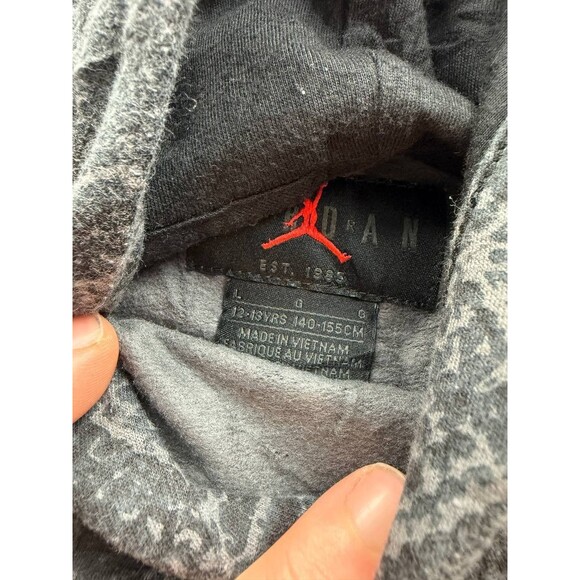 Nike Air Jordan Jumpman Logo Hoodie Sweatshirt Gray Snakeskin Cropped L 12-13Yr - Picture 6 of 7